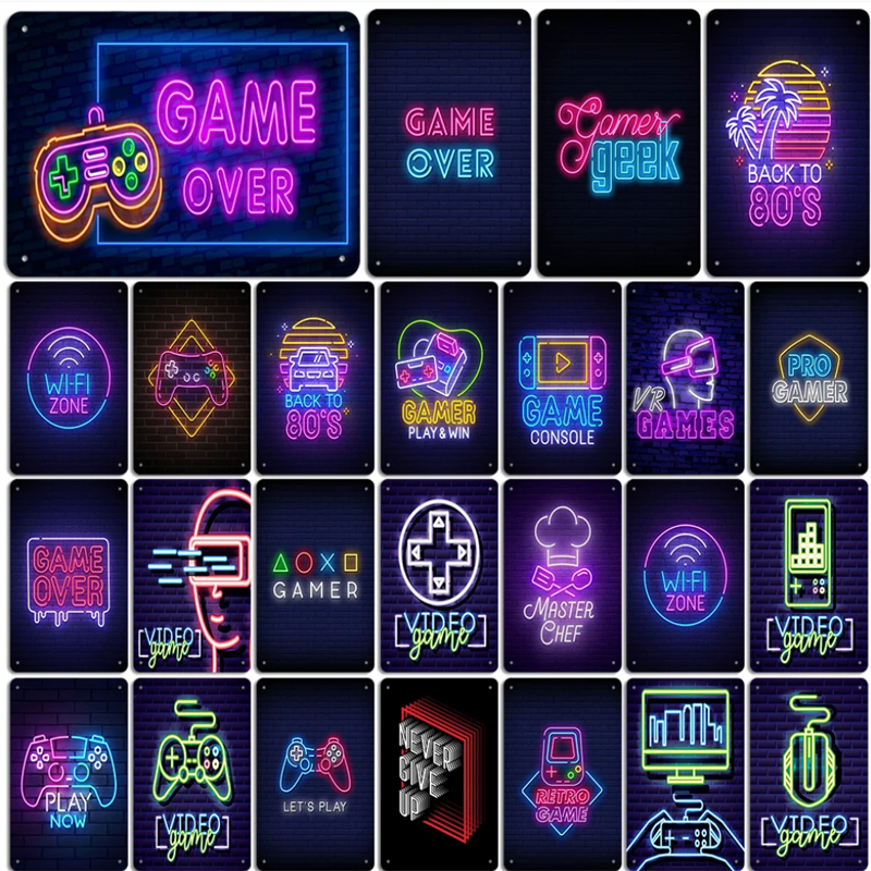 Esports Gaming Bar - Neon Video Game Metal Tin Signs
