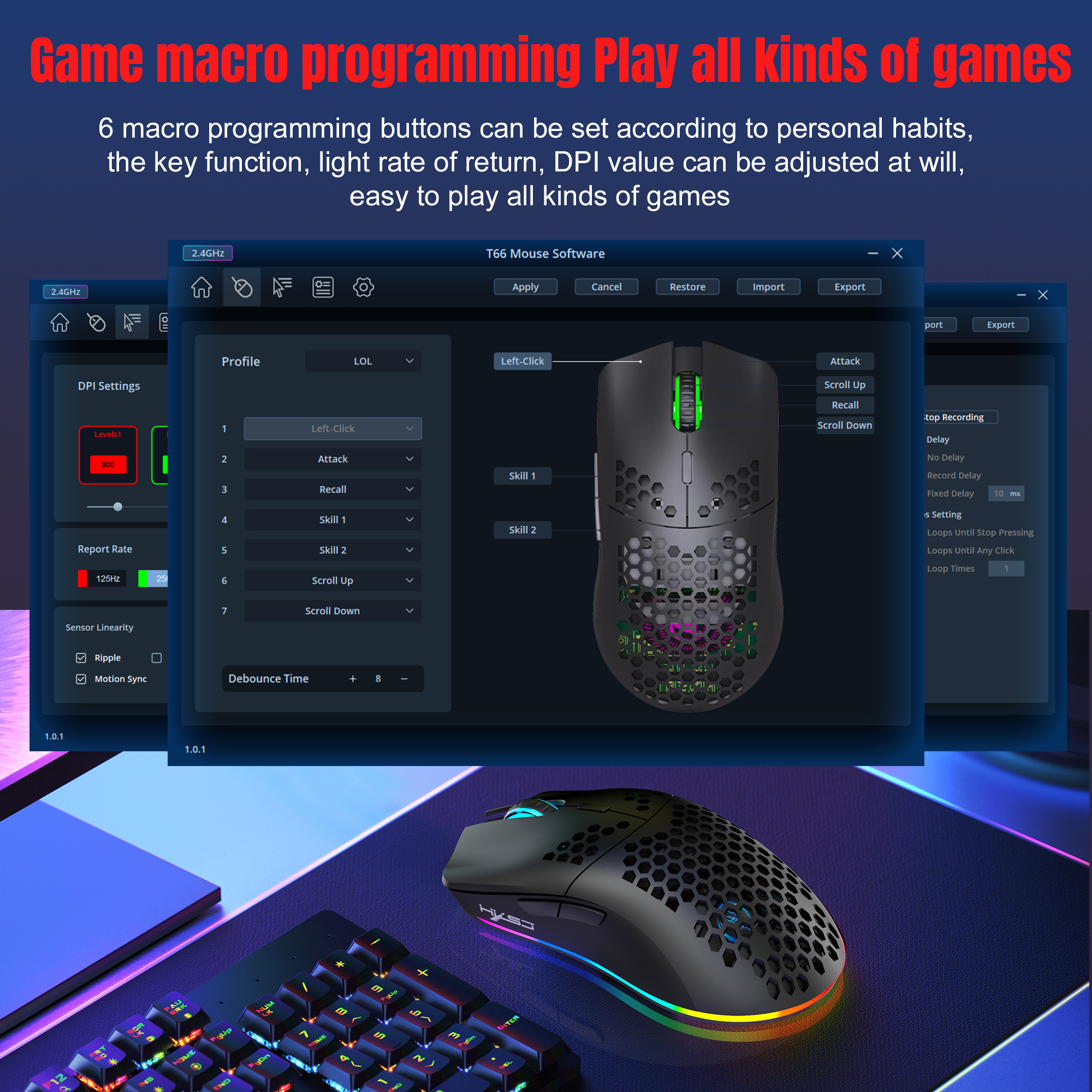 HXSJ T66 3-mode 10000DPI gamin - огляд і ціна Esports Gaming Mouse